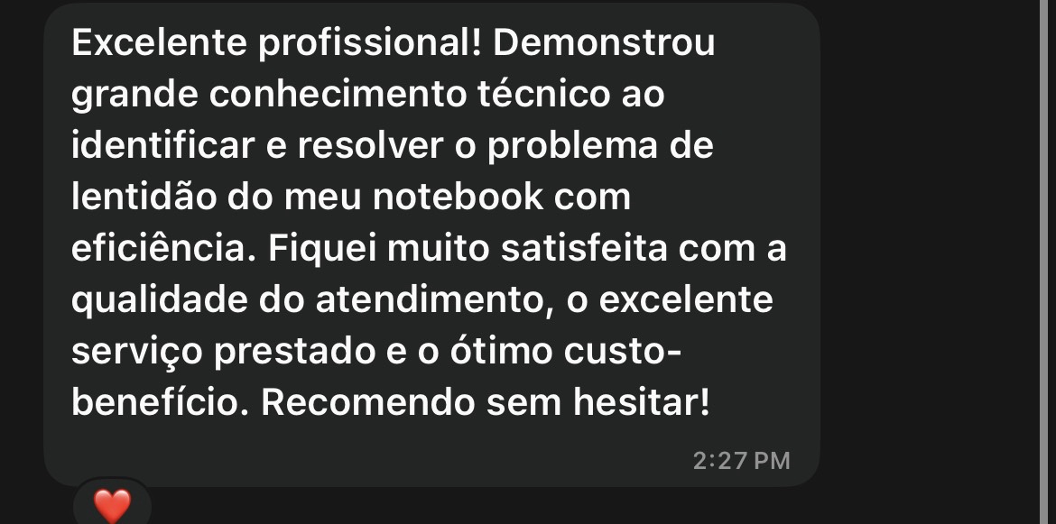 Avaliação de cliente Jacqueline